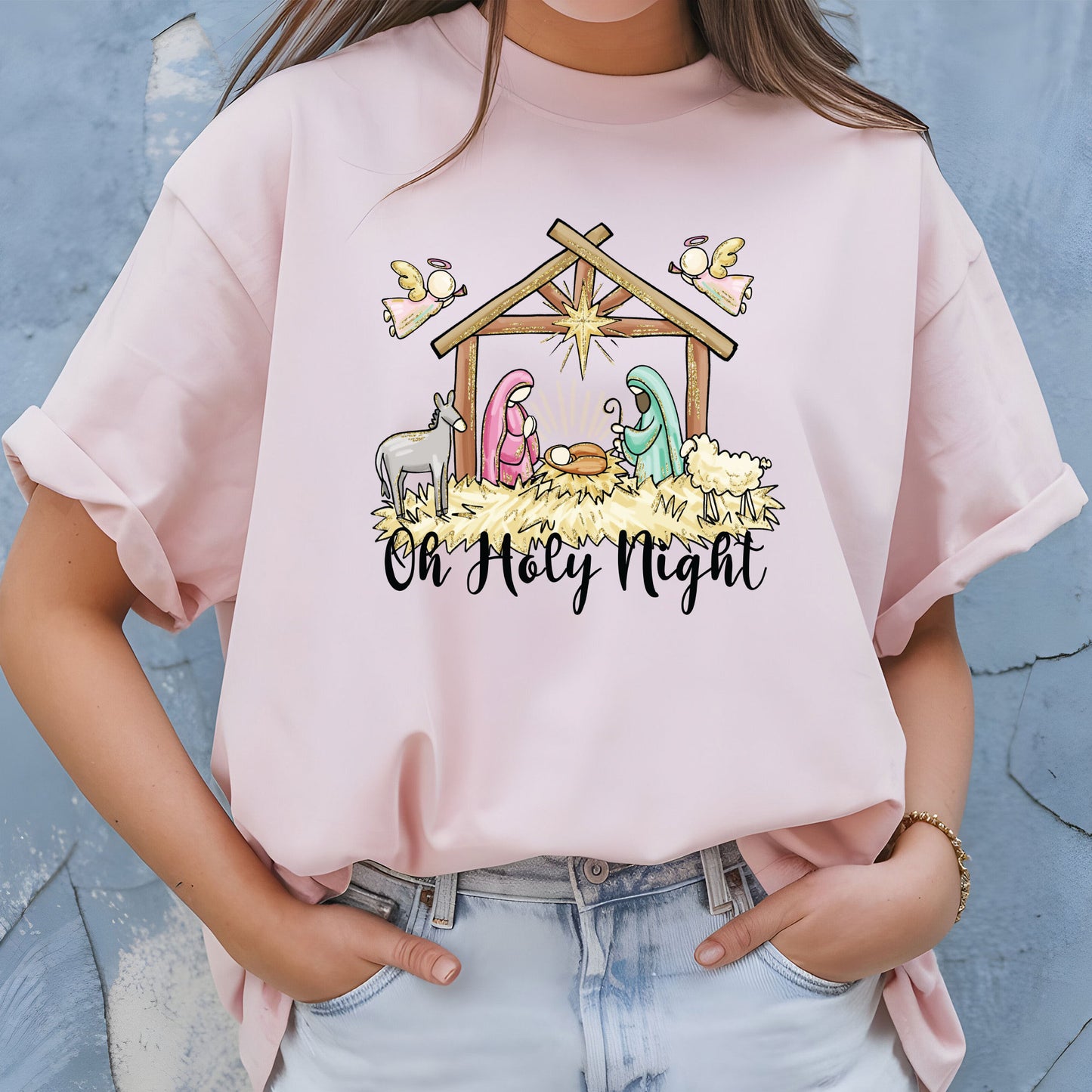 Nativity Scene Christmas Sweatshirt, Christian Christmas Shirt, Jesus Birth Matthew 1:21 Sweatshirt, Greatest Gift of All Tees