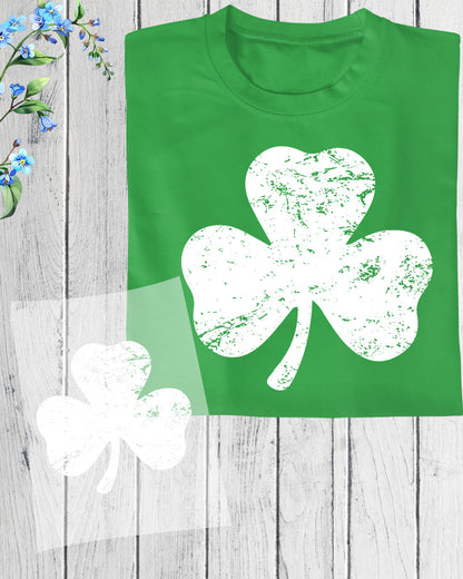 St Patrick's Day Shamrock White DTF Transfer Film