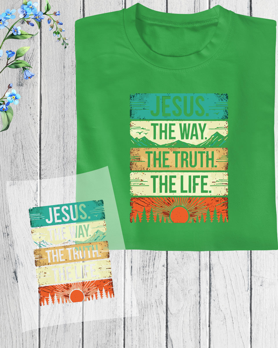 Jesus the Way Truth Life Retro DTF Transfer Film