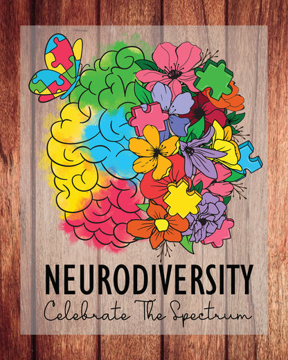 Neurodiversity Autism Awareness Heat Transfer for Shirts