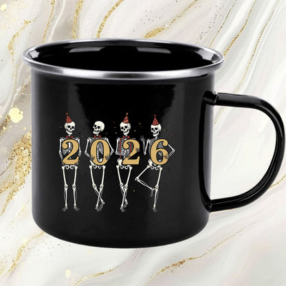 New Year 2026 Skeleton Party DTF Transfer, Ready to Press Heat Transfer for Shirts, Fun Festive New Year 2026 Design, UV Sticker