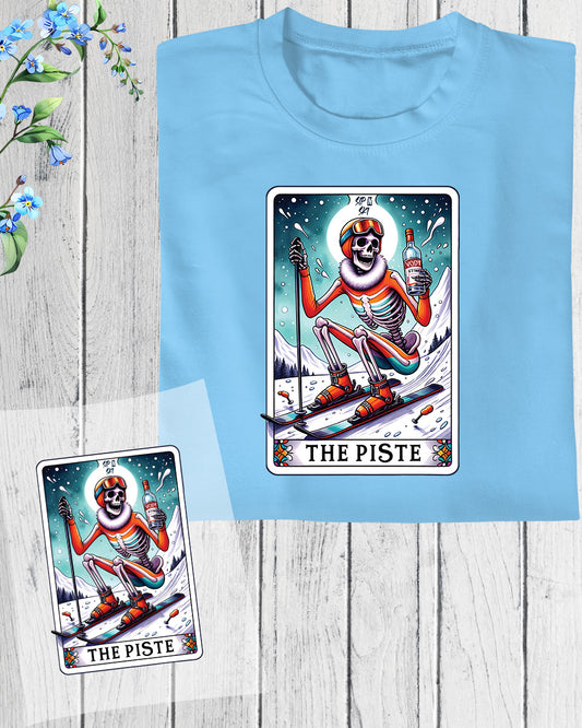 Skiing Skeleton Tarot Card DTF Transfer Film