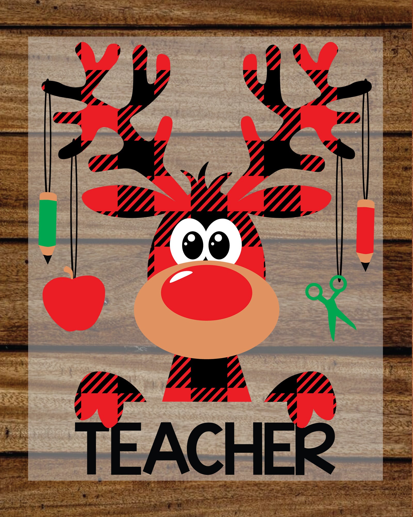 Reindeer Teacher Christmas DTF Transfer Film