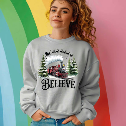 North Pole Train Christmas DTF Transfer ready to Press, Believe Christmas Heat Transfer, Believe North Pole Train UV Sticker Prints