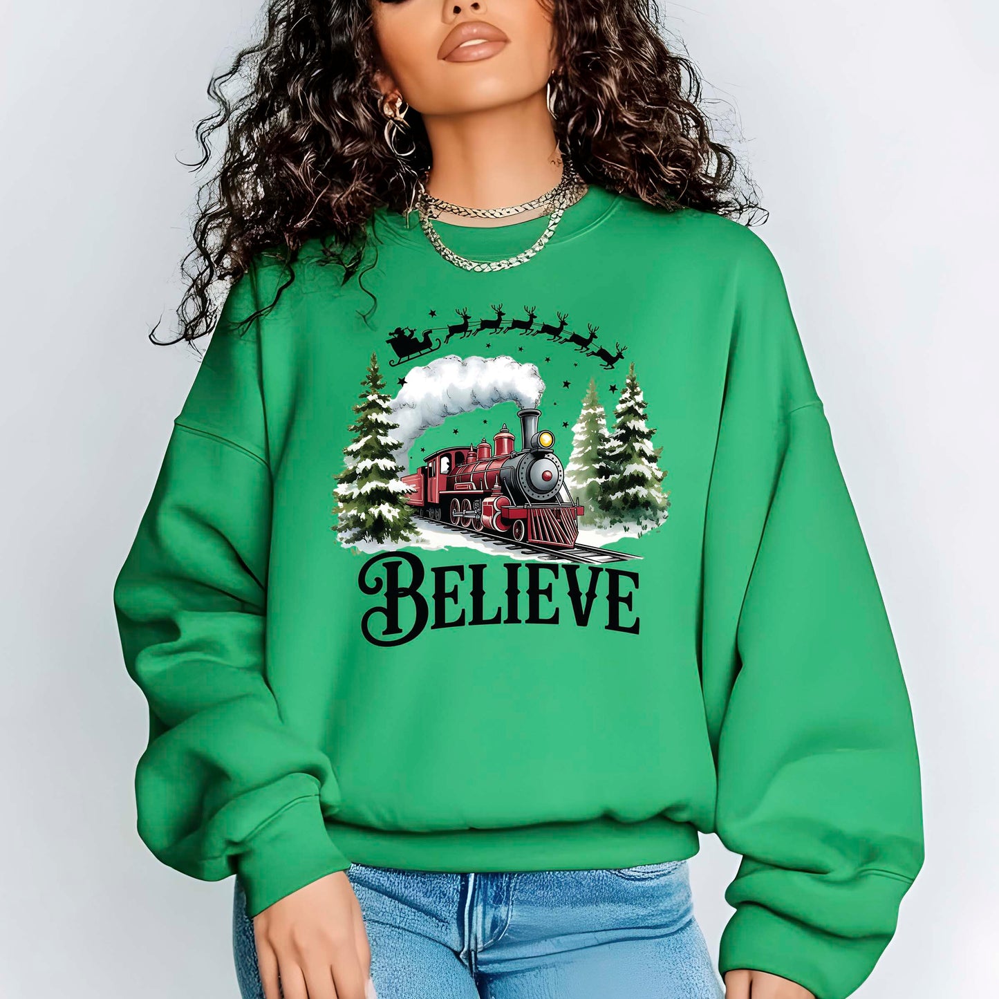 North Pole Train Christmas DTF Transfer ready to Press, Believe Christmas Heat Transfer, Believe North Pole Train UV Sticker Prints