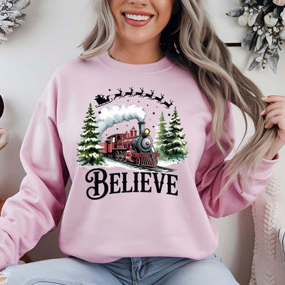 North Pole Train Christmas DTF Transfer ready to Press, Believe Christmas Heat Transfer, Believe North Pole Train UV Sticker Prints