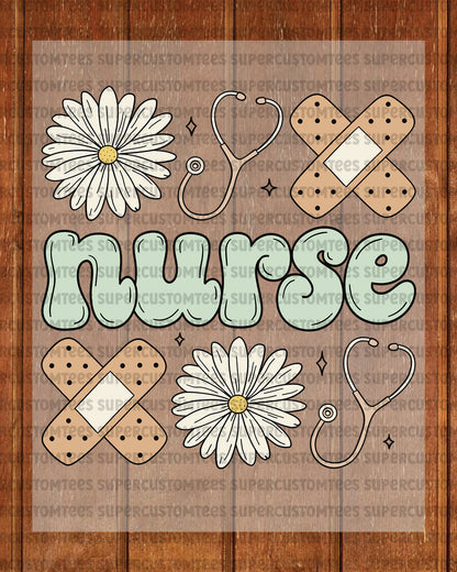 Nurse Floral Heat Transfer for Shirts
