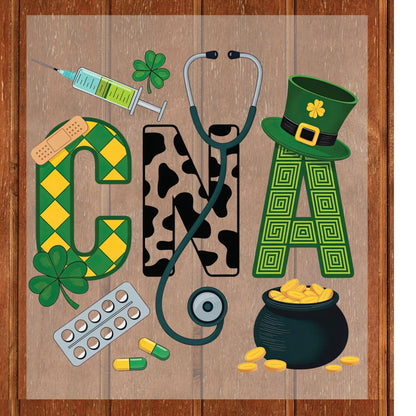 Nurse St Patrick’s Day DTF Transfer ready to Press CNA Heat Transfer for Shirts Irish UV Sticker Prints Iron on Transfer