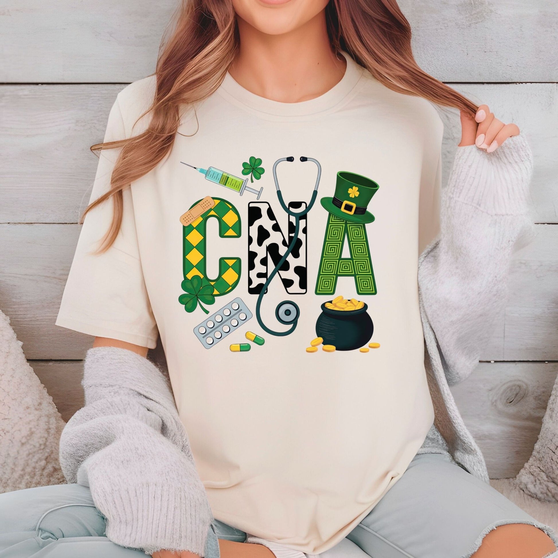 Nurse St Patrick’s Day DTF Transfer ready to Press CNA Heat Transfer for Shirts Irish UV Sticker Prints Iron on Transfer