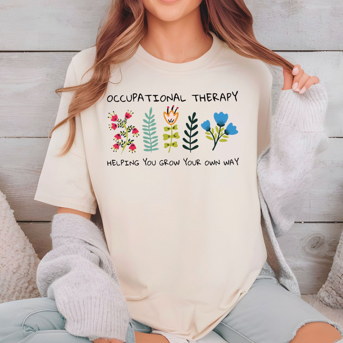 Occupational Therapy Sweatshirt, Helping You Grow Your Own Way Shirt, Mental Health Tees, Floral Therapist Shirt Gifts