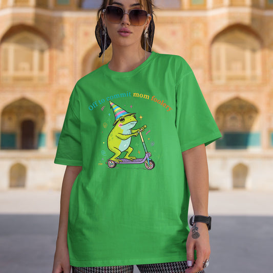 Mama Frog Sweatshirt, Off to Commit Mom Foolery Crewneck Funny Frog Scooter Sweater, Pregnancy Announcement Shirts From Husband