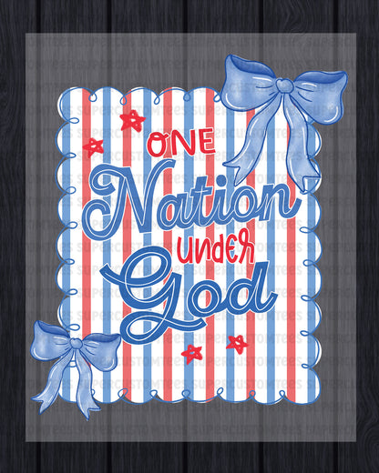 One Nation Under God Heat Transfer for Shirts