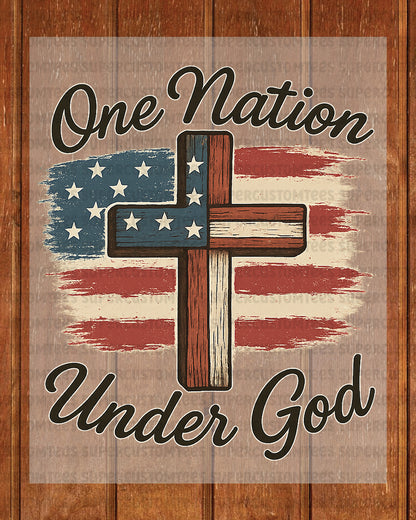 One nation Under God Heat Transfer for Shirts