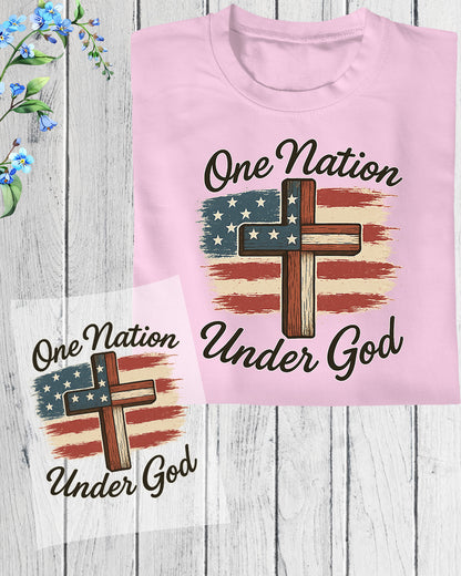 One nation Under God Heat Transfer for Shirts