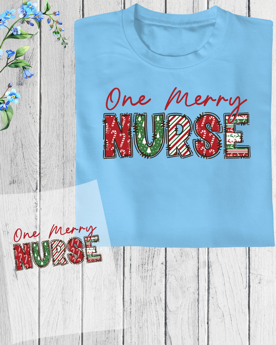 One Merry Nurse Christmas DTF Transfer Film