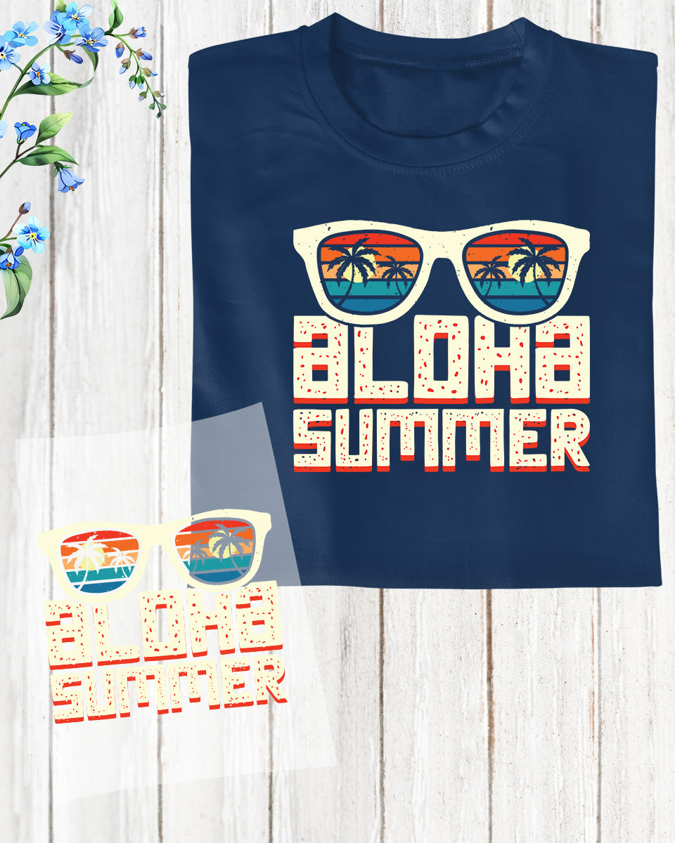 Aloha Summer Sunglass Surfing DTF Transfer Film