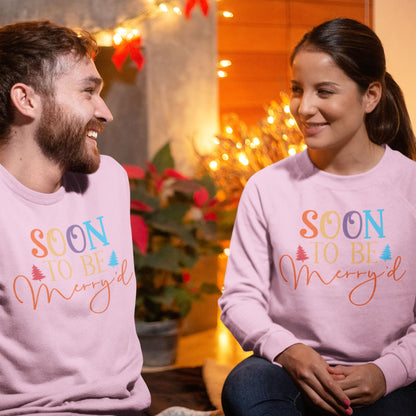 Soon To Be Merry'd Christmas Sweatshirt, Engaged Couple Christmas Shirts, Christmas Couple Matching Shirt, Christmas Bride Tees