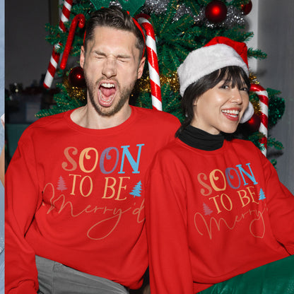 Soon To Be Merry'd Christmas Sweatshirt, Engaged Couple Christmas Shirts, Christmas Couple Matching Shirt, Christmas Bride Tees