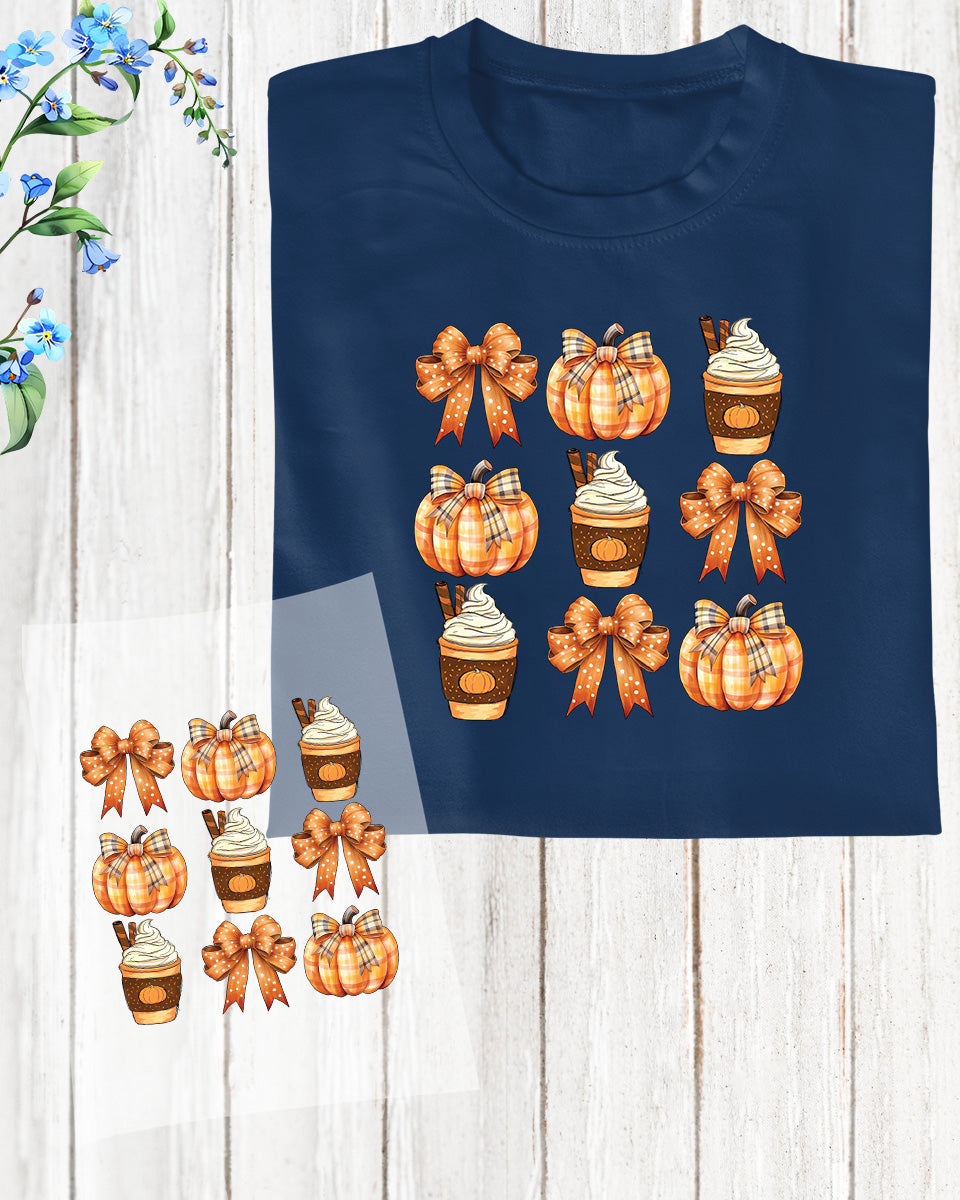 Retro Fall Pumpkin Bow Coquette DTF Transfer Film