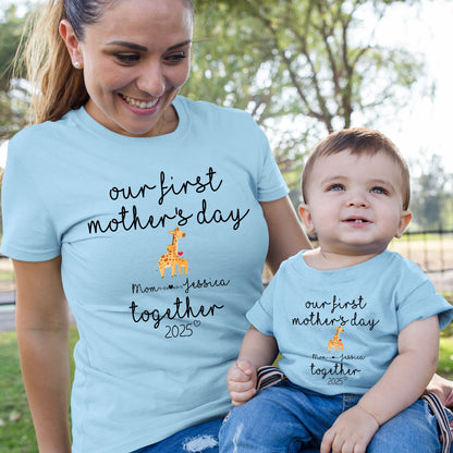Our First Mother's Day Together Custom Baby and Mommy Names Baby Bodysuit