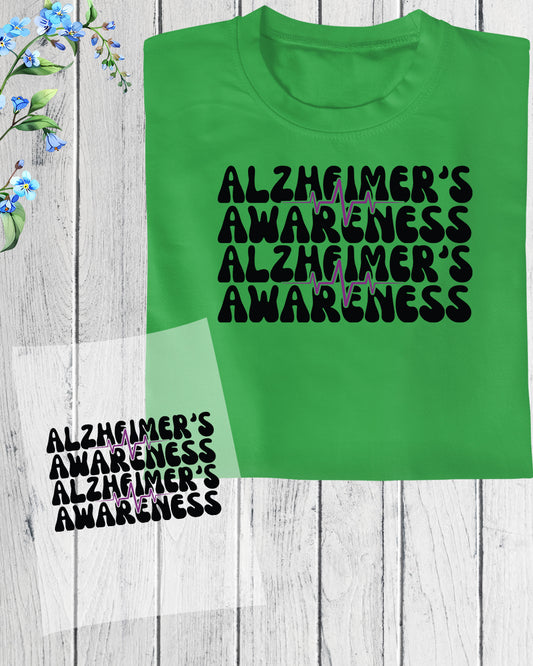 Alzheimer's Awareness Ribbon Slogan DTF Transfer Film