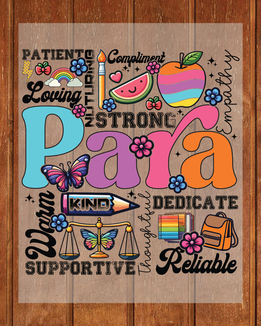 Para Appreciation Back to School DTF Transfer