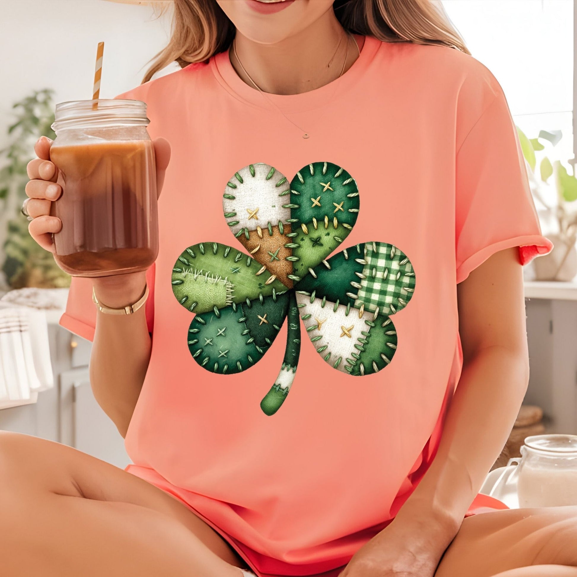 Patchwork St. Patrick’s Day DTF Transfer ready to Press Shamrock Heat Transfer for Shirts Saint Patrick UV Sticker Prints Iron on Transfer