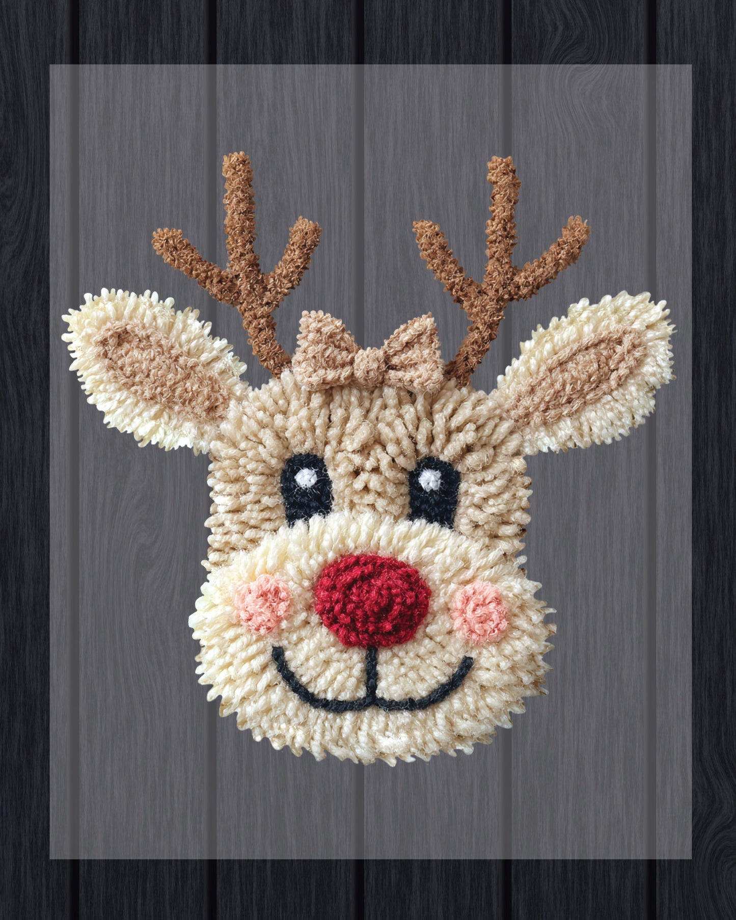 Patchwork Yarn Crochet Reindeer Bow DTF Transfer, Holiday Heat Press Design, Xmas Shirt Print, UV DTF Sticker, Christmas Gift Idea