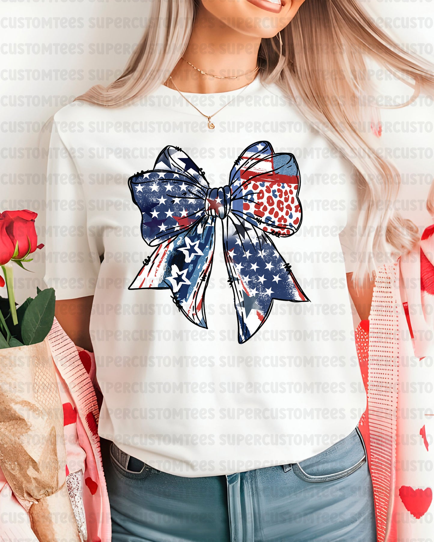 Patriotic Bow DTF Transfer