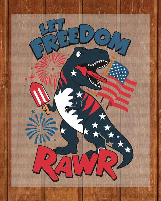 Patriotic Dinosaur 4th of July DTF Transfer