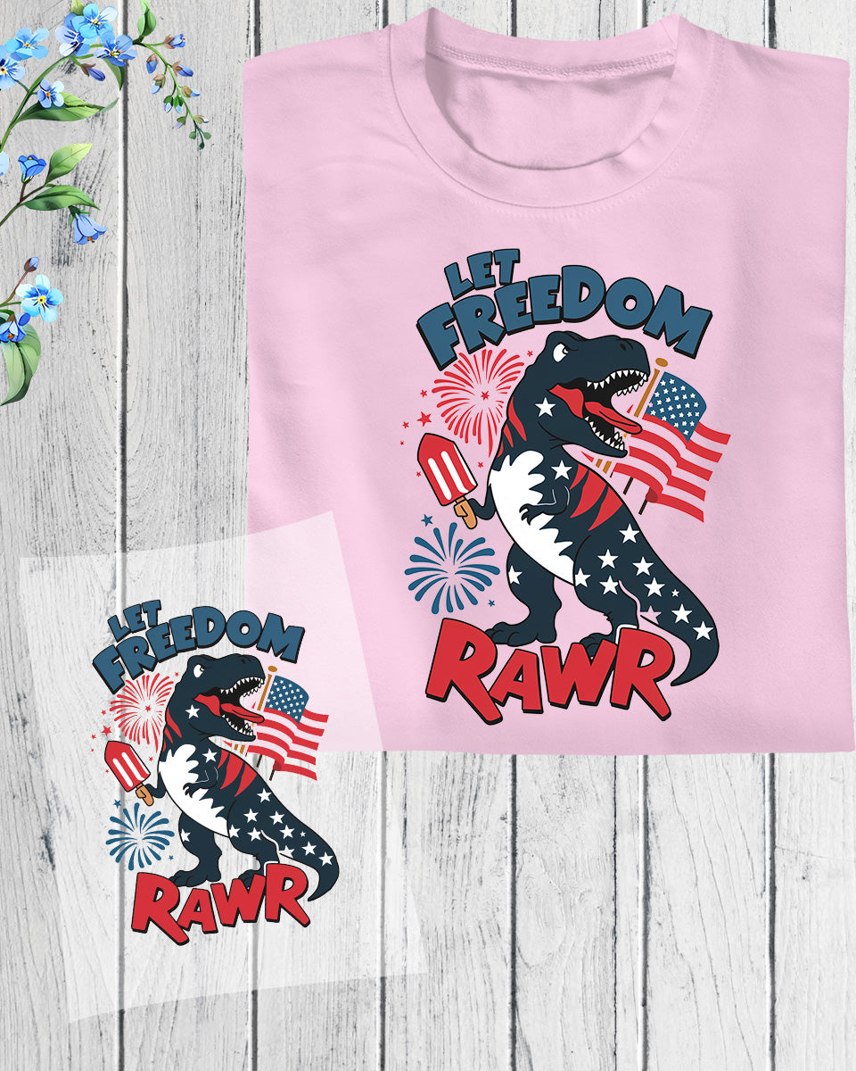 Patriotic Dinosaur 4th of July DTF Transfer