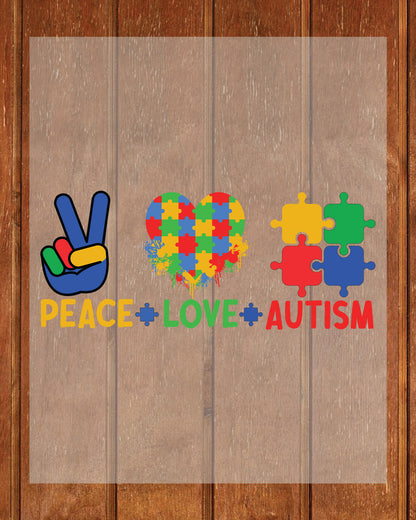 Peace Love Autism DTF Transfer