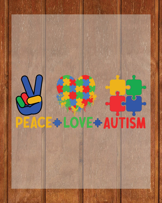 Peace Love Autism DTF Transfer