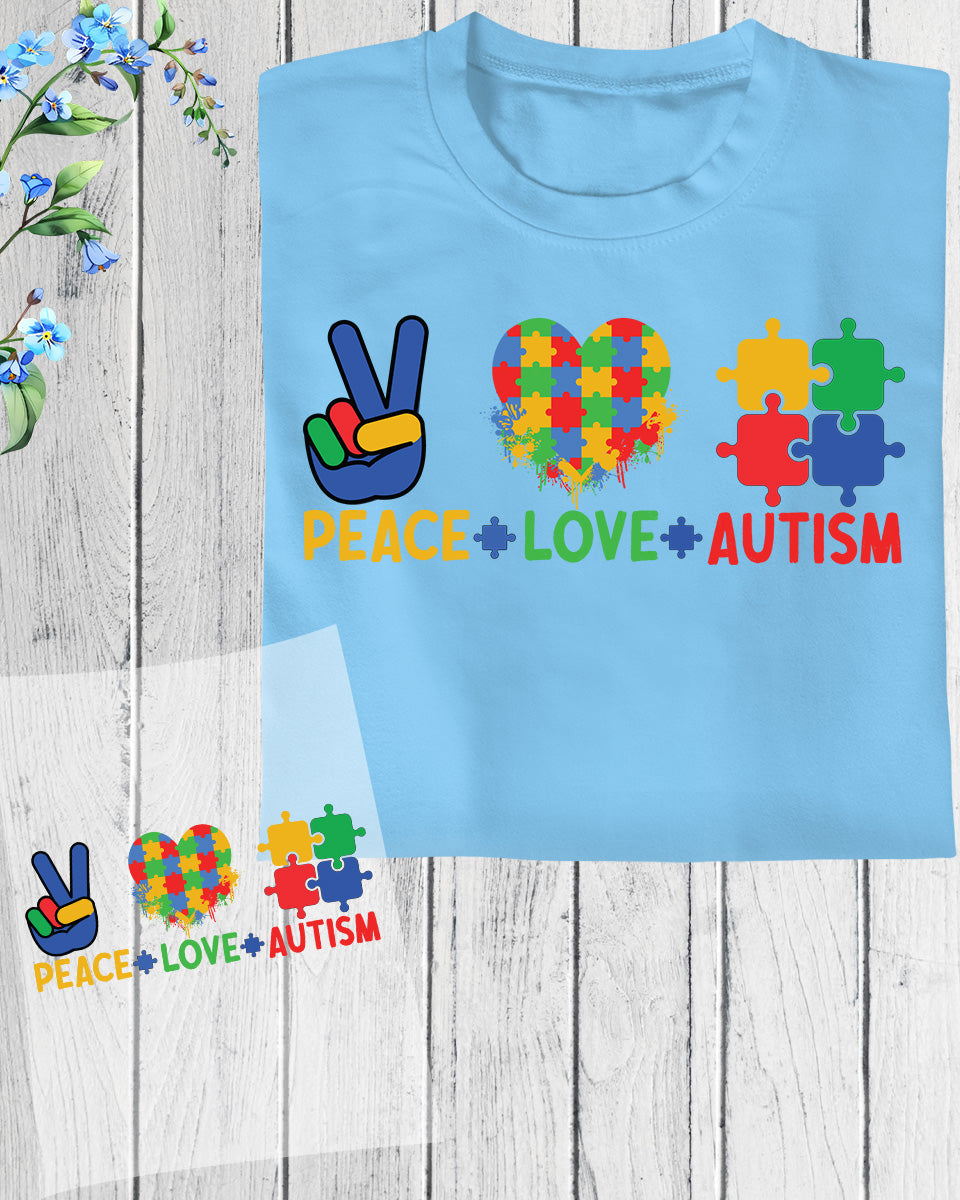 Peace Love Autism DTF Transfer
