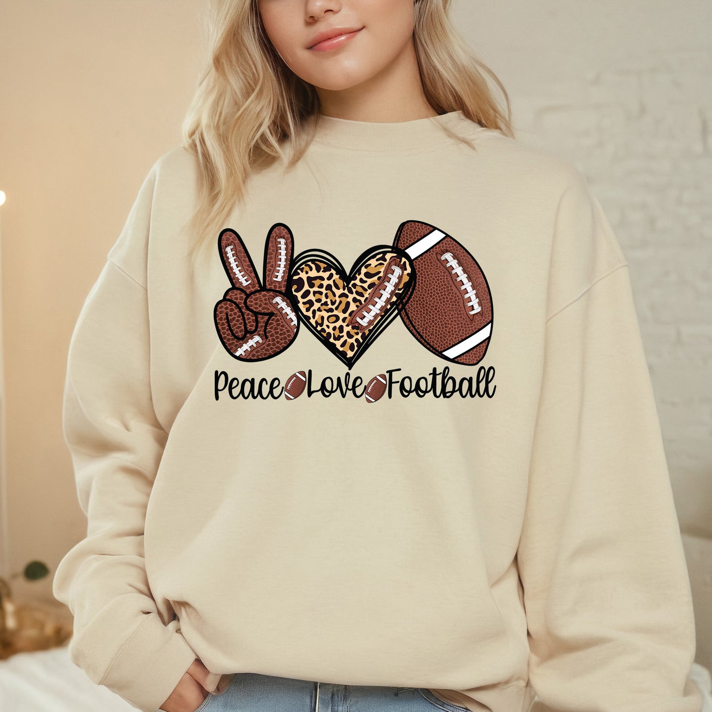 Peace Love Football DTF Transfer Ready to Press