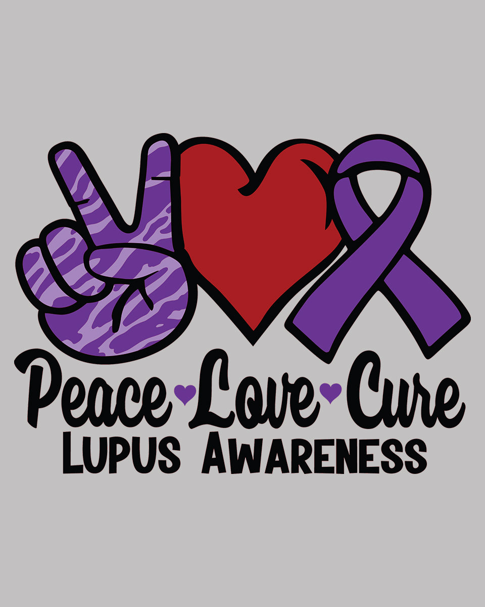 Peace Love Cure Lupus Awareness DTF Transfer Film