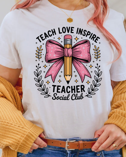 Pencil Bow Teach Love Inspire Teacher DTF Transfer