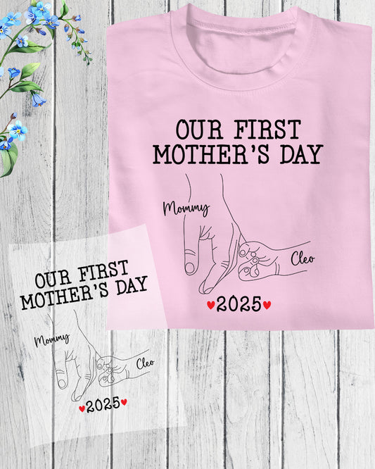 Peronalized Mom and Baby Fist Matching DTF Transfer