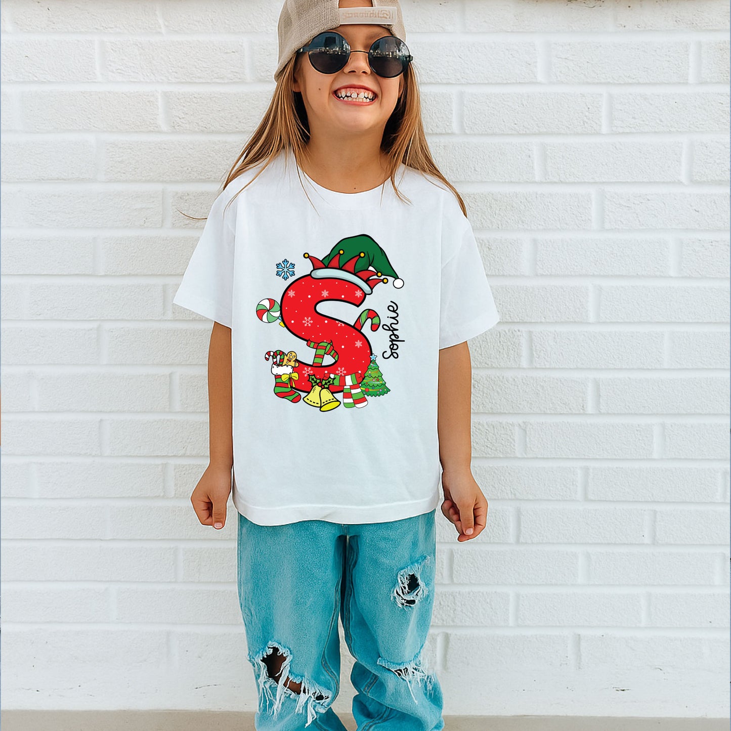 Personalized Christmas Kids Alphabet Name Shirt, Custom Christmas Youth Sweatshirt, Christmas Toddler Shirt, Colorful Shirts