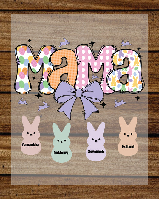 Personalized Easter Mama With Kids Name DTF Sheet