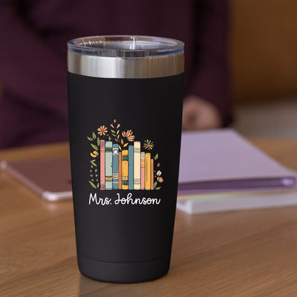 Personalized Floral Books Mug Bookish Tumbler