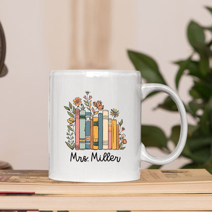 Personalized Floral Books Mug Bookish Tumbler