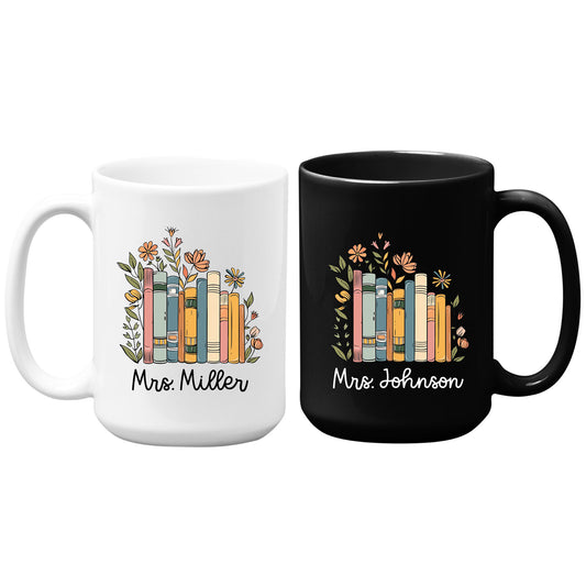Personalized Floral Books Mug Bookish Tumbler