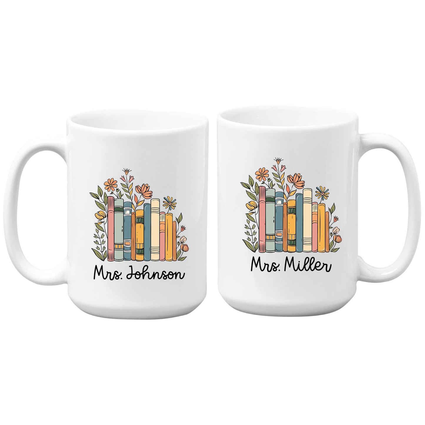 Personalized Floral Books Mug Bookish Tumbler