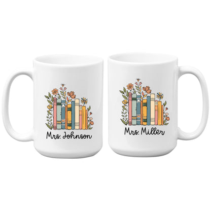 Personalized Floral Books Mug Bookish Tumbler