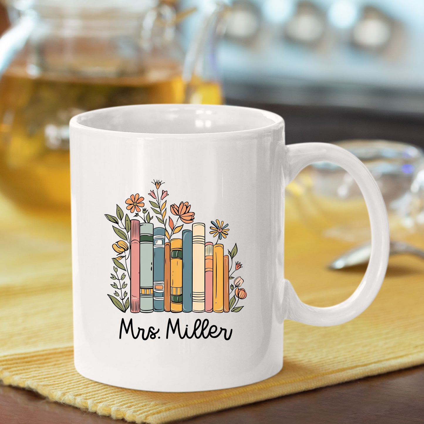 Personalized Floral Books Mug Bookish Tumbler