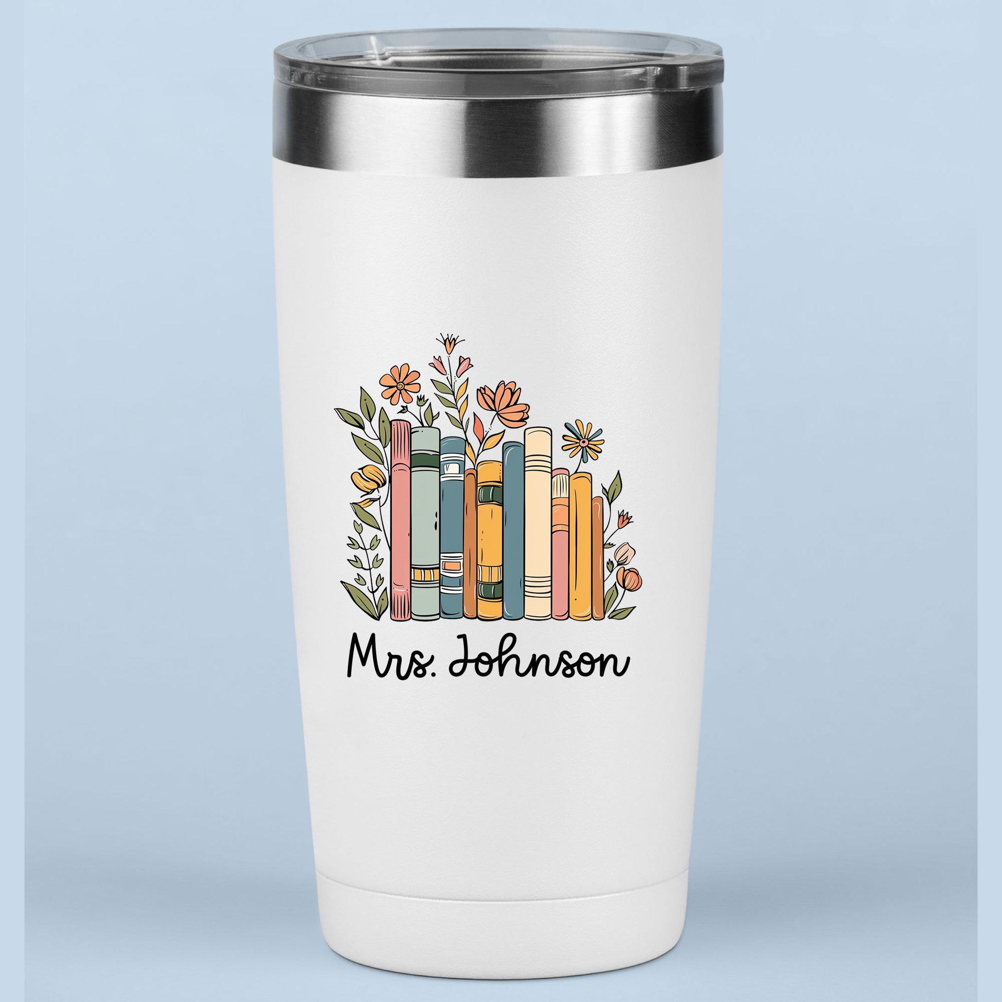 Personalized Floral Books Mug Bookish Tumbler