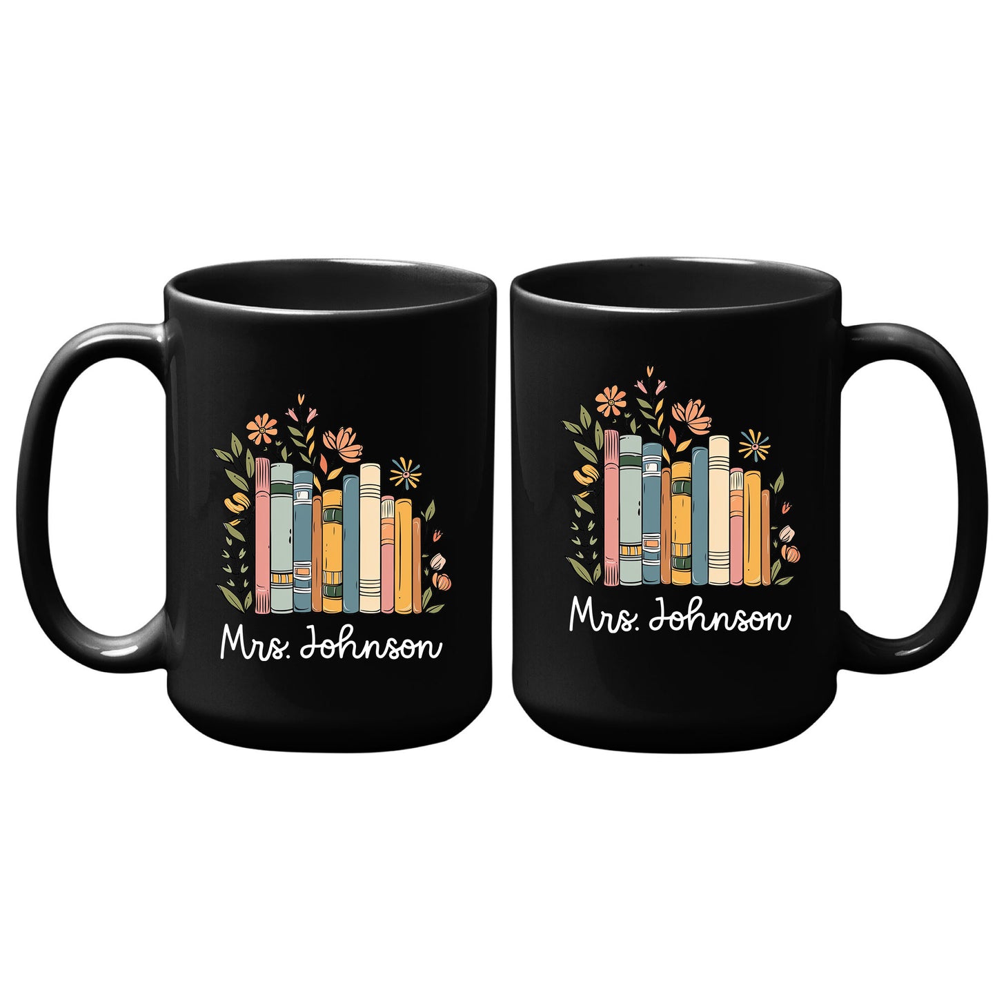 Personalized Floral Books Mug Bookish Tumbler