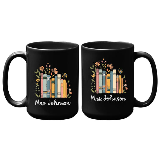 Personalized Floral Books Mug Bookish Tumbler