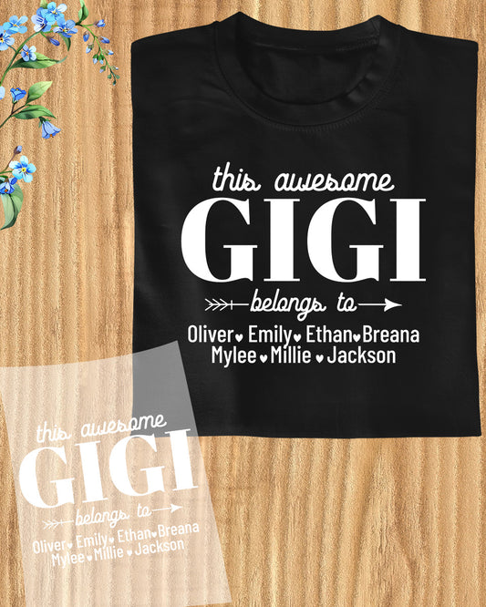 Personalized Gigi DTF Transfer With Kids Name